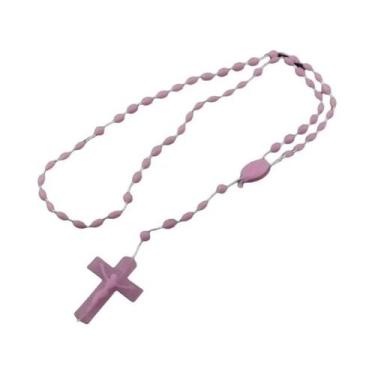 Imagem de 12/120 peças rosário de plástico contas cruz com colar de jesus catoli