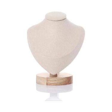 Imagem de Expositor De Joias Feminino Em Veludo: Busto Para Colares, Anéis, Ping