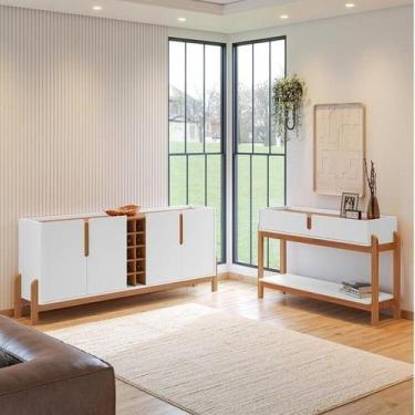 Imagem de Buffet 190cm e Aparador 2 Gavetas com Pés de Madeira Maciça Lizz - Cas