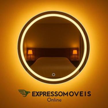 Imagem de Espelho com LED Jateado Redondo Toque Sofisticado Ambientes Elegantes 