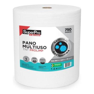 Imagem de Pano De Limpeza Multiuso Superpro 750 Panos Rolo 300 Metros, Branco