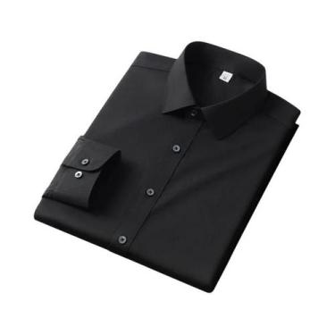 Imagem de Camisa Social Masculina Branca Slim Fit Antirrugas De Manga Longa Com 