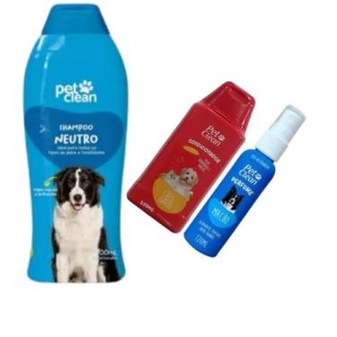 Imagem de Kit POP Pet Clean Shampoo + Perfume + Condicionador Pet Cães, Neutro +