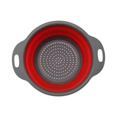 Imagem de Escorredor De Silicone Redondo Dobrável, Cesto Para Lavar Frutas E Veg