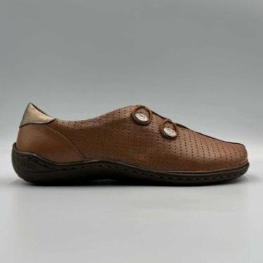 Imagem de Tênis Feminino Slim Fly Couro Opananken 74508 - Caramelo-Feminino
