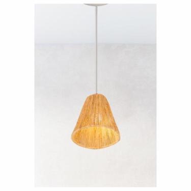 Imagem de Luminária De Teto Palha Para Decoração Quarto Sala Hall Formato Cone -