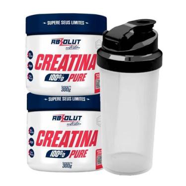 Imagem de Kit 2 Creatinas 100 Pura 300g Absolut total de 600g Coqueteleira 600ml
