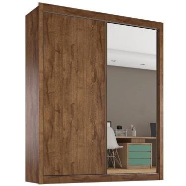 Imagem de Guarda Roupa Casal Zurique Flex 2 Portas de Correr 4 Gavetas MDF Brauna e Off White Móveis Europa