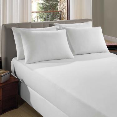 Imagem de Lençol de Baixo Avulso Liverpool Solteiro 100% Algodão Malha com Elástico Liso Branco