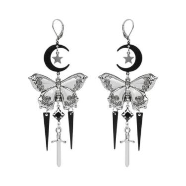 Imagem de Brincos Pendentes Geométricos De Borboleta, Estrela, Lua E Espada Irre