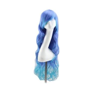 Imagem de Peruca Colorida Para Cosplay Feminino, Cabelo Longo Com Ondas Grandes,