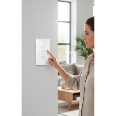 Imagem de Interruptor Inteligente Wi-Fi 3 Teclas Touch Bivolt Branco - Congratul