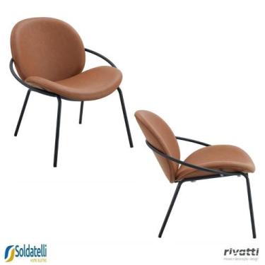 Imagem de Kit 2 Poltronas Lea Tecido Bouclé Off White ou PU Caramelo - Rivatti, 