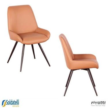 Imagem de Kit 2 Cadeiras Aline Giratória PU em Caramelo, Fendi e Preto - Rivatti