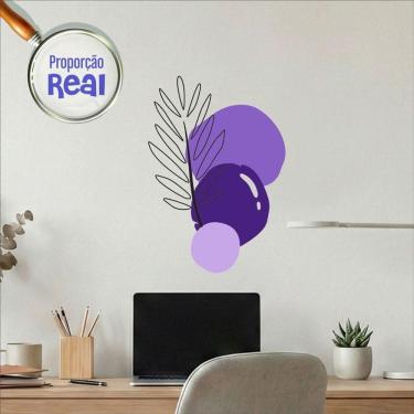 Imagem de Adesivo Floral Boho Roxo Estilo Nórdico 50x35 Minimalista Mod.02