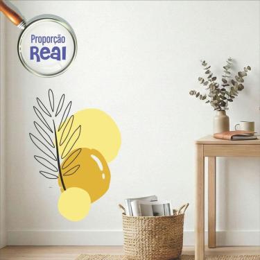 Imagem de Adesivo Floral Boho Amarelo Estilo Nórdico 55x80 Minimalista Mod.02