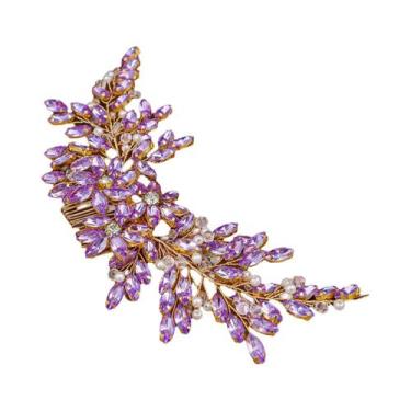 Imagem de Pentes De Cabelo Femininos Para Noivas Com Cristais E Strass, Acessóri