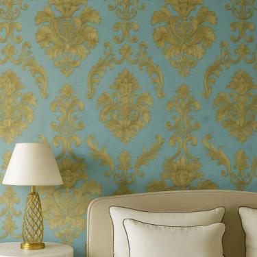 Imagem de Papel De Parede Vinilico Damask Verde Rolo 0,53x10m Vinil PVC - Plast.