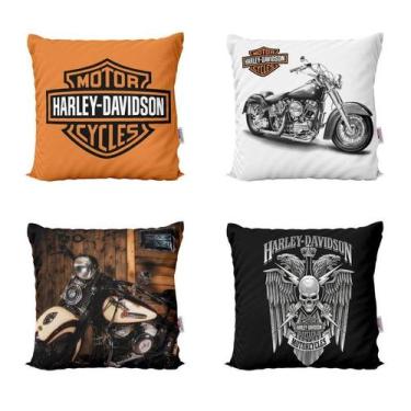 Imagem de Conjunto 4 Almofadas Decoração Harley Davidson Para Sofá Sala de Estar