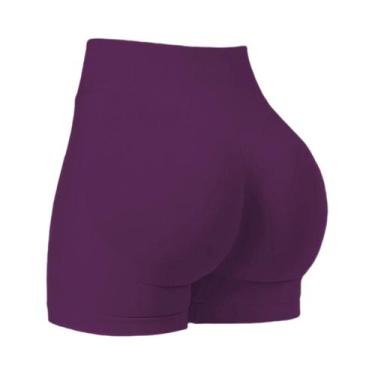 Imagem de Shorts De Yoga Femininos De Cintura Alta Sem Costura Com Compressão E 