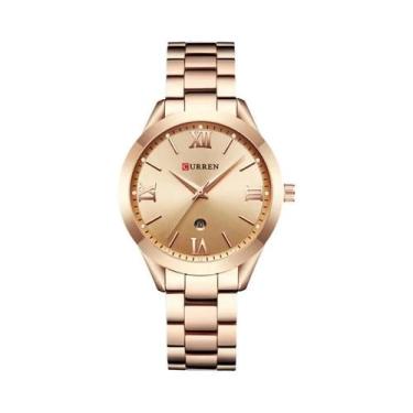 Imagem de CURREN Relógio Dourado Feminino Relógio com Pulseira de Aço para Mulhe