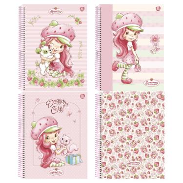 Imagem de Caderno Colegial Espiral Capa Dura São Domingos Moranguinho - Animativa 1x1 Folhas Pautadas Formato 179x241MM 80 Rosa