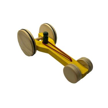 Imagem de Carrinho de Brinquedo Dragster Amarelo Artesanal de Madeira Movido a Elástico Educativo Amarelo Deluca
