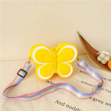 Imagem de Bolsa Infantil Borboleta para Criança em Silicone com Estampa Divertida e Fechamento Seguro Amarelo OEM