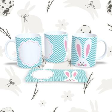 Imagem de Caneca de Porcelana Páscoa 43 para Bebidas 325ML com Estampa Temática Compatível com Mi...