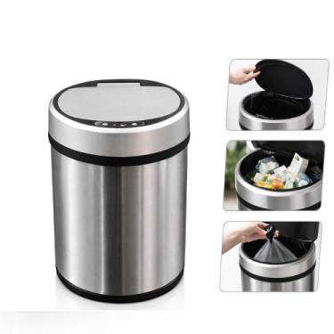 Imagem de Lixeira automatica inox cesto lixo sensor grande 8 litros inteligente 