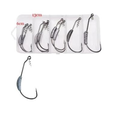 Imagem de Anzóis De Pesca Reforçados 10 Peças Com Pino Rosqueado Para Iscas Arti