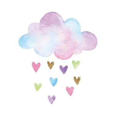 Imagem de Adesivos De Parede DIY Nuvem Coração Chuva Para Decoração De Quarto, S