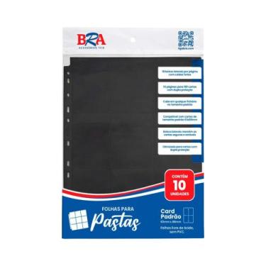 Imagem de Folha para Pastas 18 Bolsos 3x3 cor Preta c/ 10 Unidades BRA - BC-222C