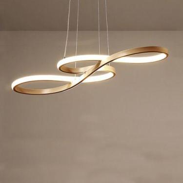 Imagem de Lustre Pendente LED Dourado Sala de Jantar Sala Cozinha Branco Quente 