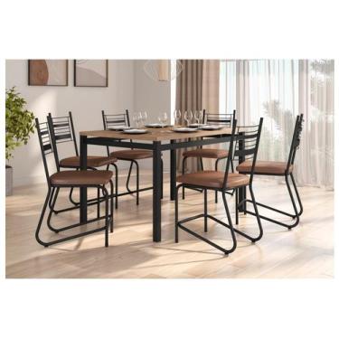 Imagem de Mesa de Jantar 6 Cadeiras Retangular Preto Fosco Artefamol Valência, P