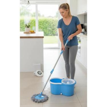 Imagem de Esfregão Giratório 360 Azul Microfibra Inox Super Absorvent - Congratu
