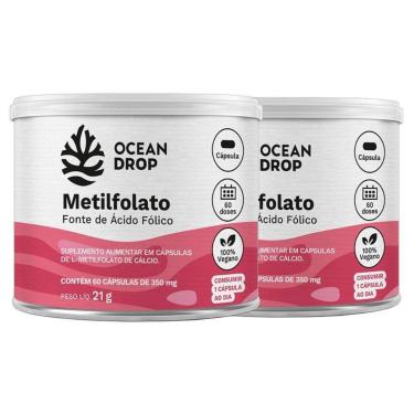 Imagem de Kit 2x Acido Folico Vitamina B9 350 Mg 60 Caps - Ocean Drop-Unissex