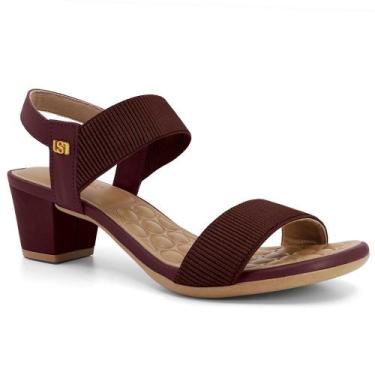 Imagem de Sandalia usaflex elastico salto bloco ref ud28005 feminino, 36, Vinho