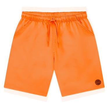 Imagem de Bermuda Infantil Menino em Nylon Laranja Neon Onda Marinha, 18