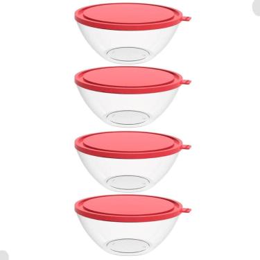 Imagem de Kit 4 Potes Plásticos com Tampa 2,3L Redondo Crippa Bacia Alimentos Frutas