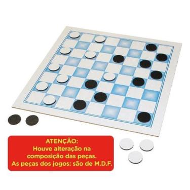 Imagem de Jogo de Damas e Trilha Carlu 30x30cm MDF 24 Peças Ref. 1251, Cores sor