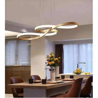 Imagem de Lustre Luminária Pendente Amarelo Led 3 Cores Luz 36w 75cm - Eletrotin