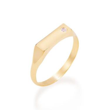 Imagem de Anel retangular banhado a ouro BRANCO 512937 Rommanel, Branco, 22