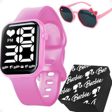 Imagem de Relogio rosa digital infantil + caixa + oculos proteção uv garantia aj