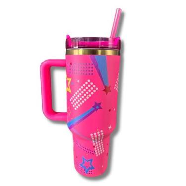 Imagem de Lançamento Copo Térmico Barbie Com Canudo 1,2L Cor:Rosa Com Azul - COP