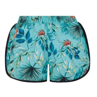 Imagem de Short Feminino Corrida Sport Duplo Trifil Estampado Floral, EG, Verde 