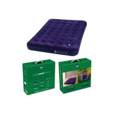 Imagem de Colchão Inflável Casal Com Inflador Acoplado Multiuso Mor 409072 Azul