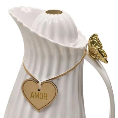 Imagem de Acessório Decorativo em Couro Coração para Cuias Garrafas e Cantinho de Café Linha Premium Mb Home