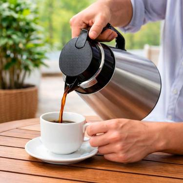 Imagem de Garrafa Térmica de Mesa Day Days para Café Chimarrão Leite em Plástico e Vidro Prata