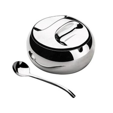 Imagem de Açucareiro Farinheira em Aço Inox com Colher 10cm 300g - Wincy